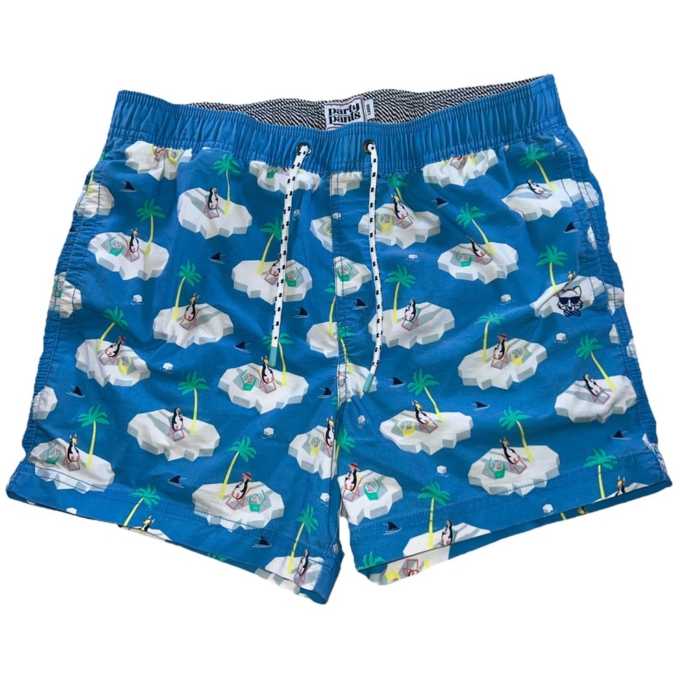 Party Pants Shorts Mens L  Blue Don't Be A Dick Swim Trunks‎